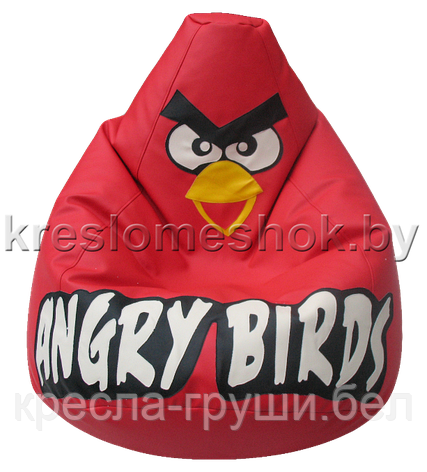 Кресло мешок Груша Angry Birds (красный) экокожа, фото 2