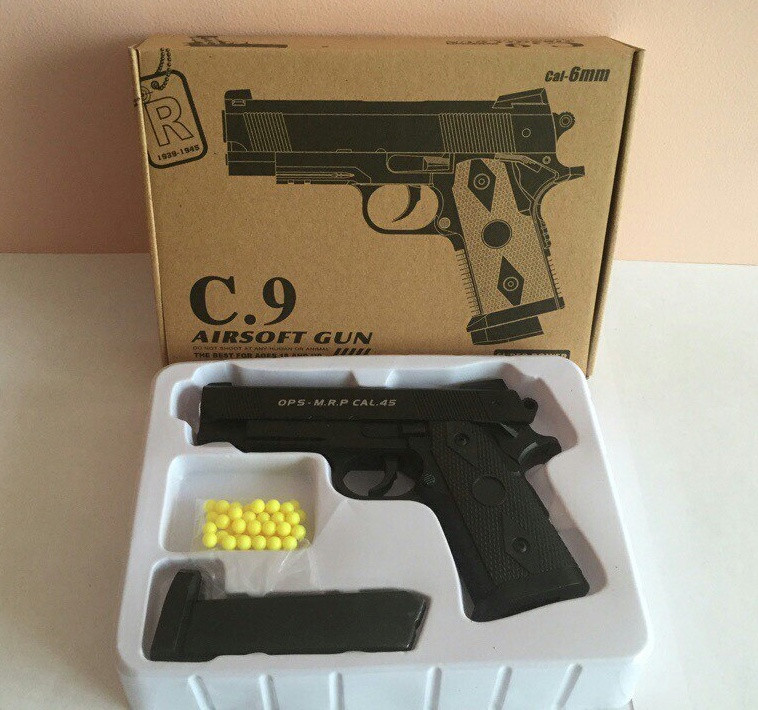 Пистолет игрушечный пневматический металлический Airsoft Gun C.9
