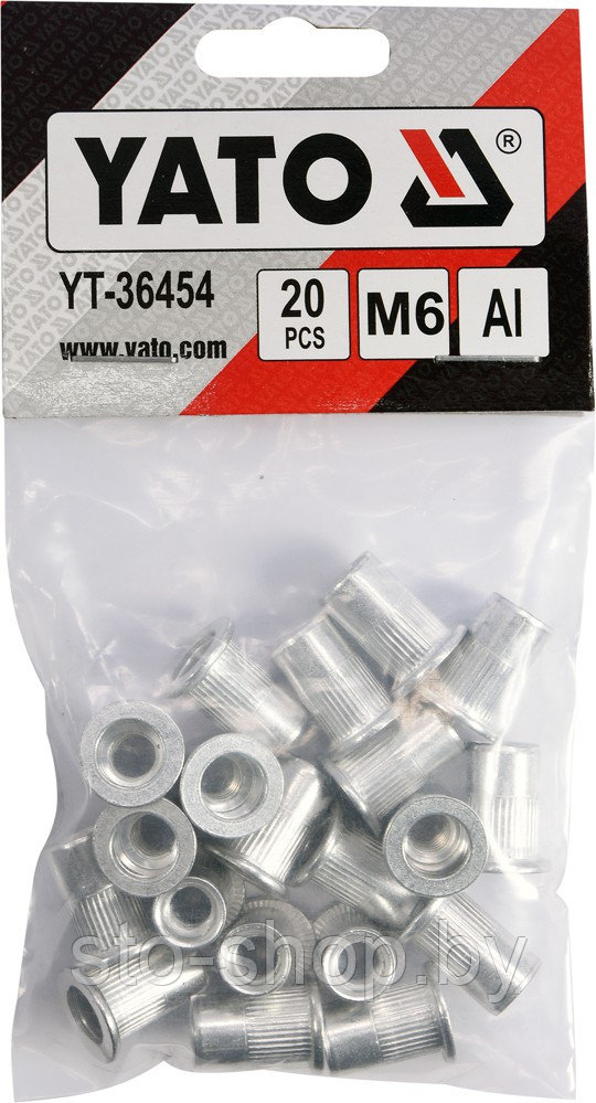 Заклепка резьбовая алюминиевая М6 20шт Yato YT-36454 - фото 2 - id-p48356759