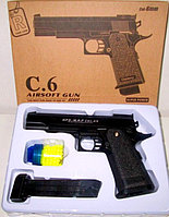 Детский пневматический металлический пистолет С6 на пульках 6мм.