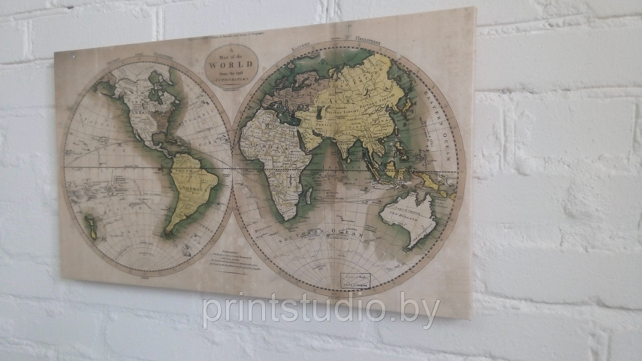 Холст на подрамнике "Древняя карта мира", синтетический, 40х70 мм - фото 2 - id-p34796847