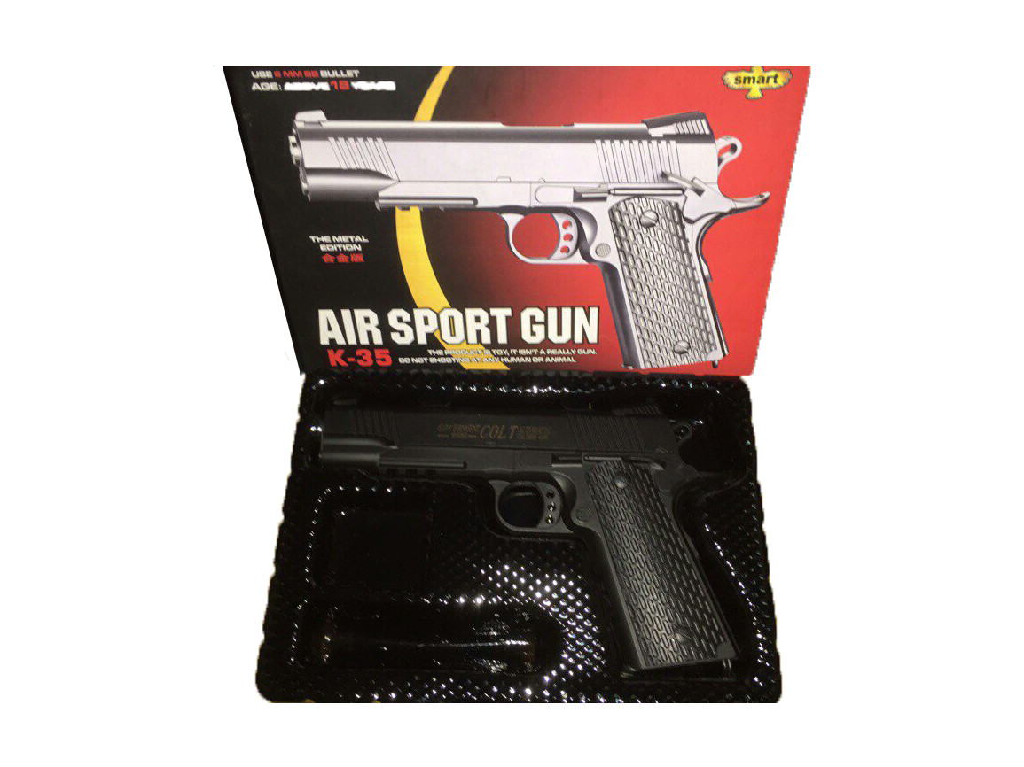 Детский пневматический металлический пистолет с предохранителем Air Sport Gun К-35