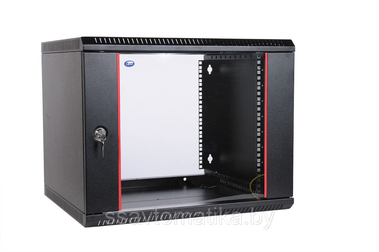 Шкаф настенный разборный 6U (600х350) дверь стекло, черный - фото 1 - id-p48732197