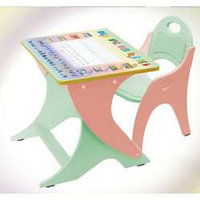 Набор детской мебели Интехпроект (регулируемая парта + стульчик) Буквы и цифры салатово-персиковый 