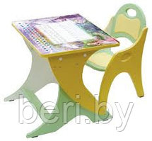 Набор детской мебели Интехпроект (регулируемая парта + стульчик) День - ночь салатово - желтый