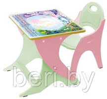 Набор детской мебели Интехпроект (регулируемая парта + стульчик) Части света салатово-розовый