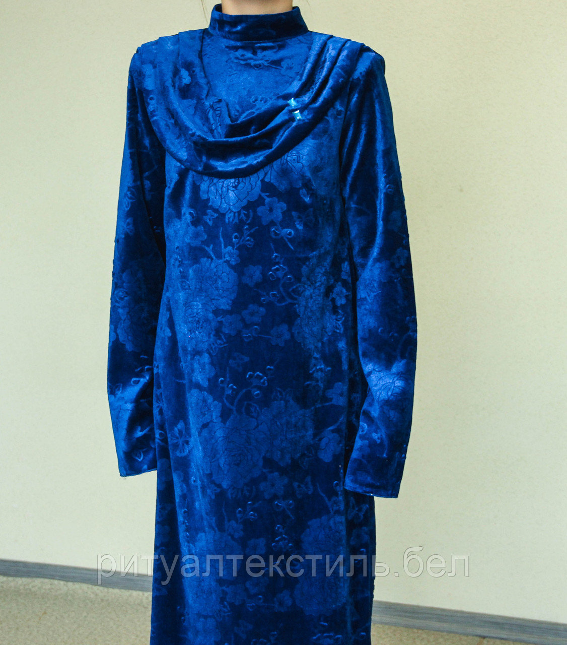 ОПТ. Платье бархатное женское ритуальное синее