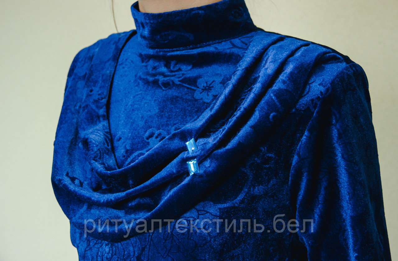ОПТ. Платье бархатное женское ритуальное синее - фото 3 - id-p28734742