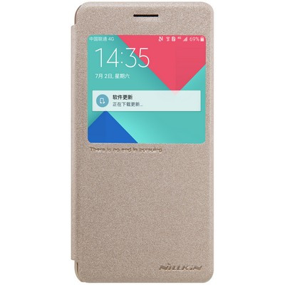 Полиуретановый чехол книга Nillkin Sparkle Leather Case Gold для Samsung J3110 Galaxy J3 Pro - фото 1 - id-p48809131