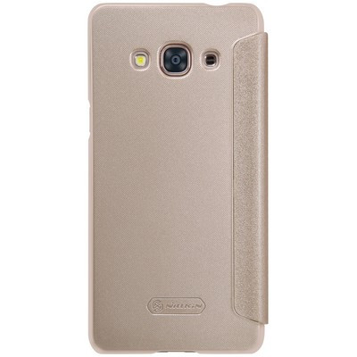 Полиуретановый чехол книга Nillkin Sparkle Leather Case Gold для Samsung J3110 Galaxy J3 Pro - фото 2 - id-p48809131