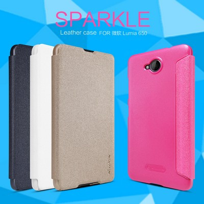 Полиуретановый чехол книга Nillkin Sparkle Leather Case Gold для Microsoft Lumia 650 - фото 4 - id-p48809142