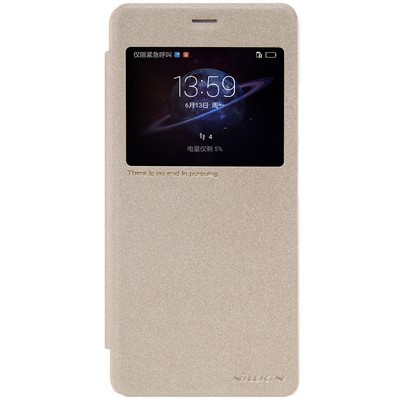 Полиуретановый чехол книга Nillkin Sparkle Leather Case Gold для Huawei Honor V8 - фото 1 - id-p48809166