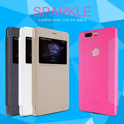 Полиуретановый чехол книга Nillkin Sparkle Leather Case Gold для Huawei Honor V8 - фото 4 - id-p48809166