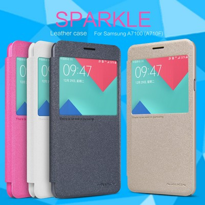 Полиуретановый чехол книга Nillkin Sparkle Leather Case White для Samsung A710F Galaxy A7 (2016) - фото 4 - id-p48809523