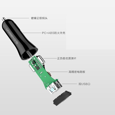 Автомобильное зарядное устройство Ugreen Qualcomm Quick Charge 2.0 - фото 3 - id-p48809694