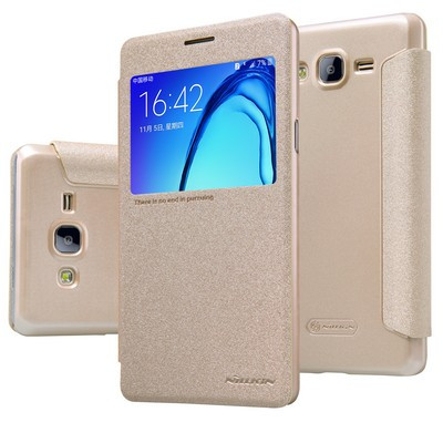 Полиуретановый чехол Nillkin Sparkle Leather Case Gold для Samsung Galaxy On7 - фото 3 - id-p48809979