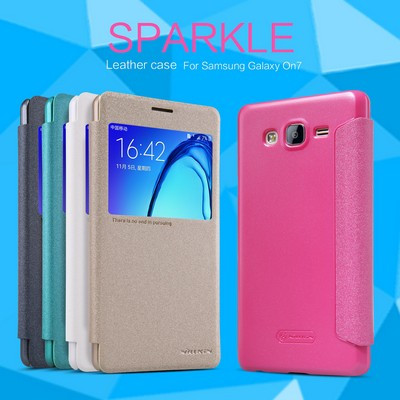 Полиуретановый чехол Nillkin Sparkle Leather Case Gold для Samsung Galaxy On7 - фото 4 - id-p48809979
