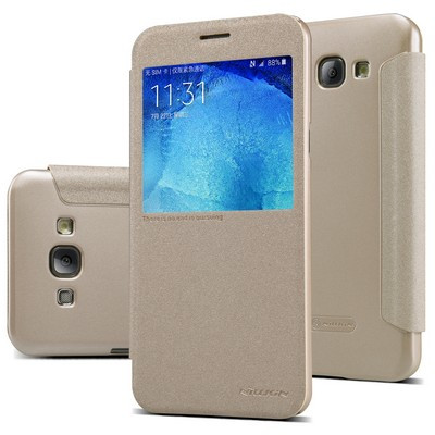 Полиуретановый чехол Nillkin Sparkle Leather Case Gold для Samsung Galaxy A8 - фото 3 - id-p48810681