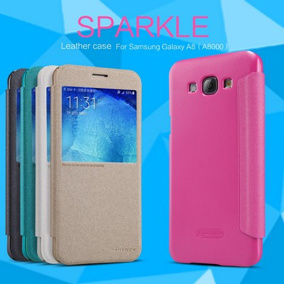 Полиуретановый чехол Nillkin Sparkle Leather Case Gold для Samsung Galaxy A8 - фото 4 - id-p48810681