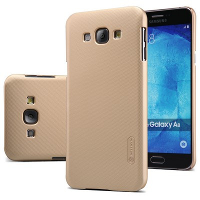 Пластиковый чехол с пленкой Nillkin Super Frosted Shield Gold для Samsung Galaxy A8 - фото 3 - id-p48810729