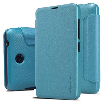 Полиуретановый чехол Nillkin Sparkle Leather Case Blue для Microsoft Lumia 430 - фото 3 - id-p48811140