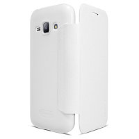 Полиуретановый чехол Nillkin Sparkle Leather Case White для Samsung Galaxy J1