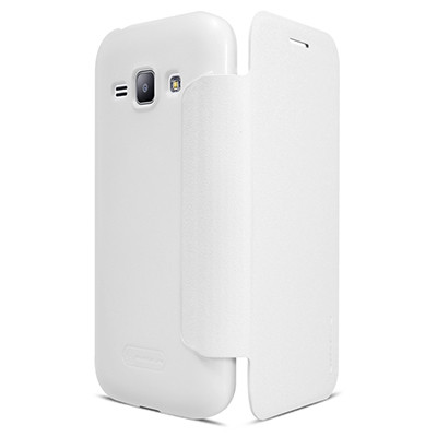 Полиуретановый чехол Nillkin Sparkle Leather Case White для Samsung Galaxy J1 - фото 1 - id-p48811653