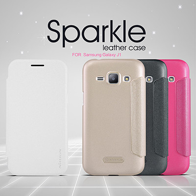 Полиуретановый чехол Nillkin Sparkle Leather Case White для Samsung Galaxy J1 - фото 3 - id-p48811653