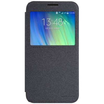 Полиуретановый чехол Nillkin Sparkle Leather Case Black для Samsung Galaxy E7 - фото 1 - id-p48811792