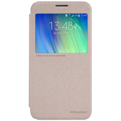 Полиуретановый чехол Nillkin Sparkle Leather Case Gold для Samsung Galaxy E7 - фото 1 - id-p48811790