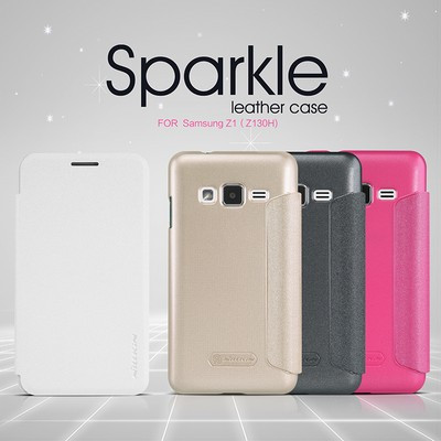 Полиуретановый чехол Nillkin Sparkle Leather Case White для Samsung Z1 Z130H - фото 4 - id-p48811798