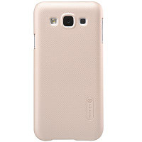 Пластиковый чехол с пленкой Nillkin Super Frosted Shield Gold для Samsung Galaxy E5