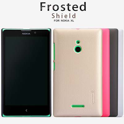 Пластиковый чехол с пленкой Nillkin Super Frosted Shield Gold для Nokia XL Dual Sim - фото 2 - id-p48811921