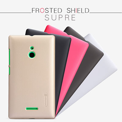 Пластиковый чехол с пленкой Nillkin Super Frosted Shield Gold для Nokia XL Dual Sim - фото 3 - id-p48811921