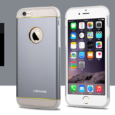Силиконовый чехол с металлической вставкой Usams Aluminum Noble Series Grey для Apple iPhone 6/6s - фото 3 - id-p48811924