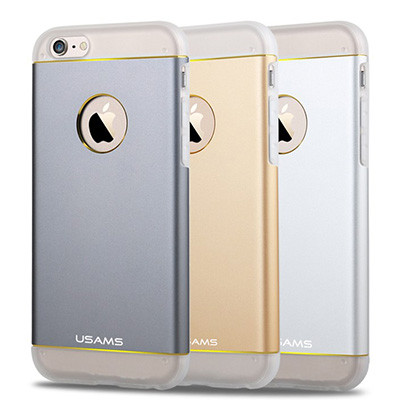 Силиконовый чехол с металлической вставкой Usams Aluminum Noble Series Grey для Apple iPhone 6/6s - фото 4 - id-p48811924