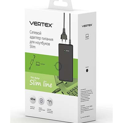 Универсальный Сетевой Адаптер Питания Для Ноутбуков Vertex 65W SLIM LINE - фото 1 - id-p48812509