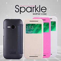 Полиуретановый чехол Nillkin Sparkle Leather Case Black для HTC One M8 mini 2