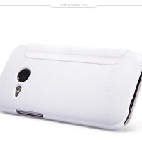 Полиуретановый чехол Nillkin Sparkle Leather Case White для HTC One M8 mini 2