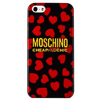 Пластиковый чехол накладка Moschino Red Hearts для Apple iPhone 5/5S/5SE