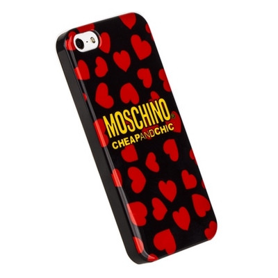 Пластиковый чехол накладка Moschino Red Hearts для Apple iPhone 5/5s/SE - фото 2 - id-p48814617