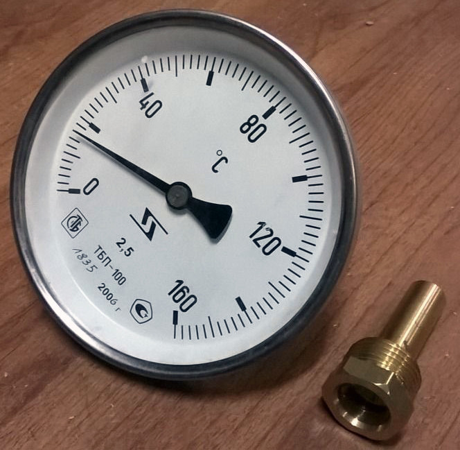 Термометр биметаллический торцевой ТБП100 - фото 2 - id-p49079183