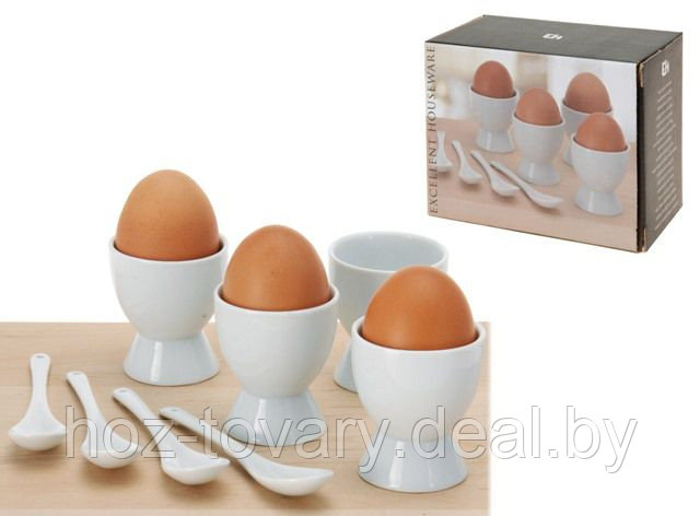 Набор подставок для яиц фарфоровых с ложечками арт. 042157