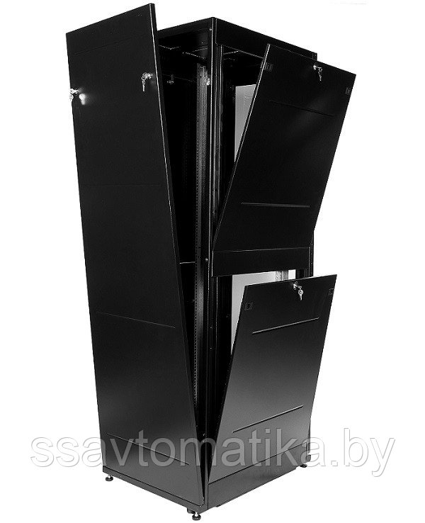 Шкаф ПРОФ 42U (600x1000) дверь стекло, чёрный - фото 2 - id-p49141743