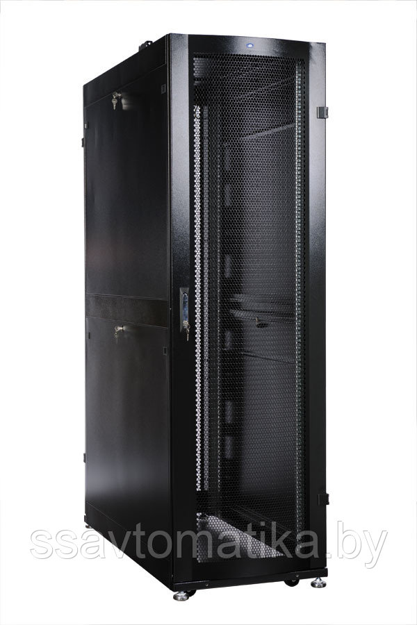 Шкаф 42U (800x1000) дверь перфор. 2 шт., черный, в сборе - фото 1 - id-p49199335