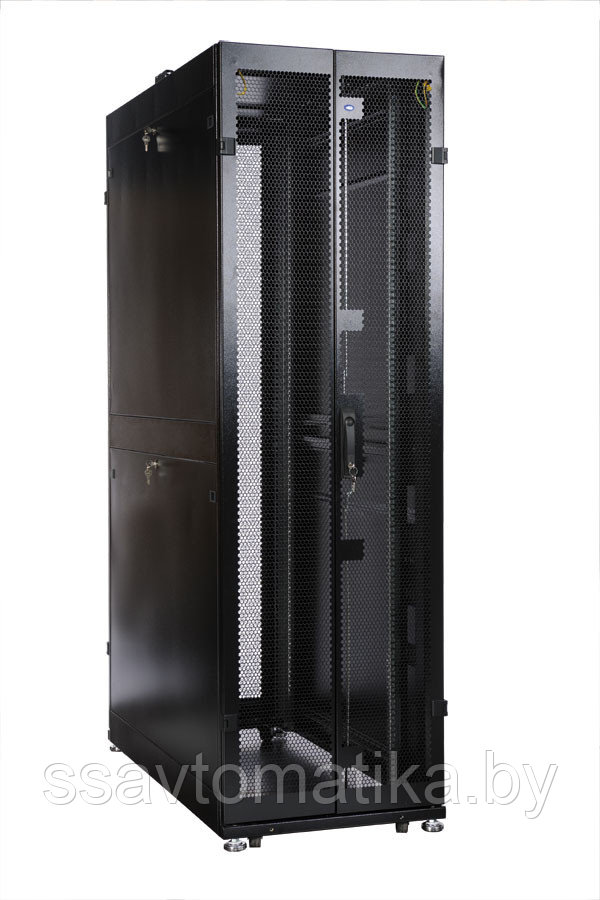 Шкаф 42U (600x1000) дверь перфор. 2 шт., черный, в сборе - фото 2 - id-p49199328