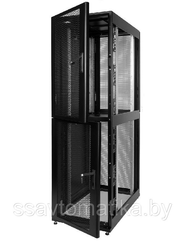 Шкаф 40U (600x1200) 2 секции, дверь перфор. 2 шт., чёрный - фото 1 - id-p49200739