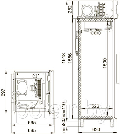 Холодильный шкаф CV105-S POLAIR (ПОЛАИР) 500 литров t -5 +5, фото 2