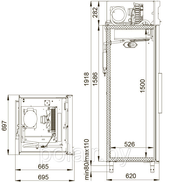 Холодильный шкаф CV105-S POLAIR (ПОЛАИР) 500 литров t -5 +5 - фото 2 - id-p49435868