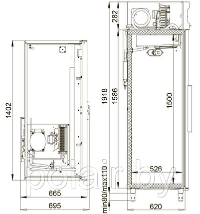 Холодильный шкаф CV110-S POLAIR (ПОЛАИР) 1000 литров t -5 +5, фото 2